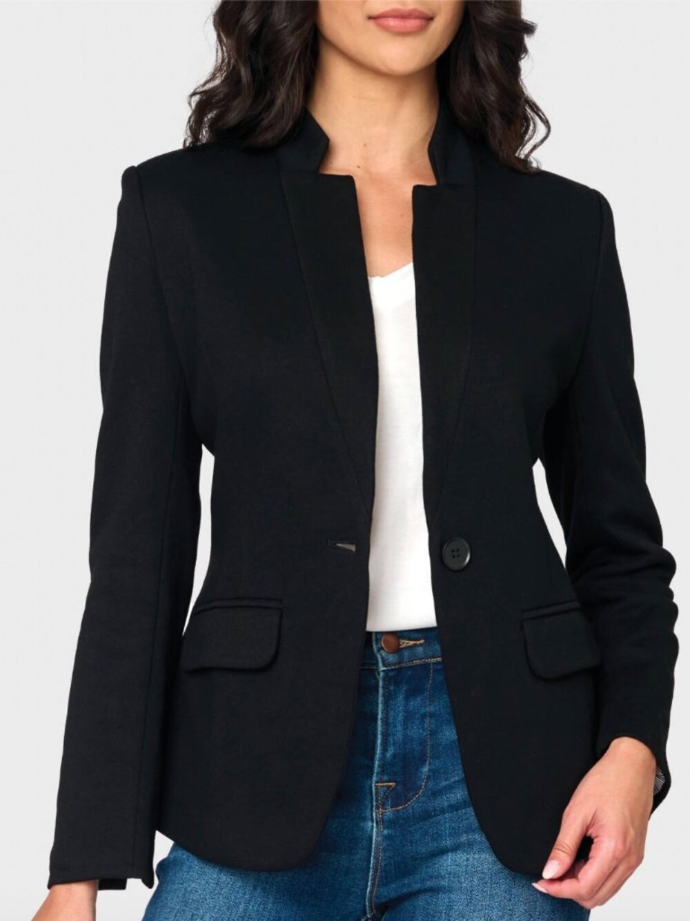 gibson look Notch Collar Blazer in Black